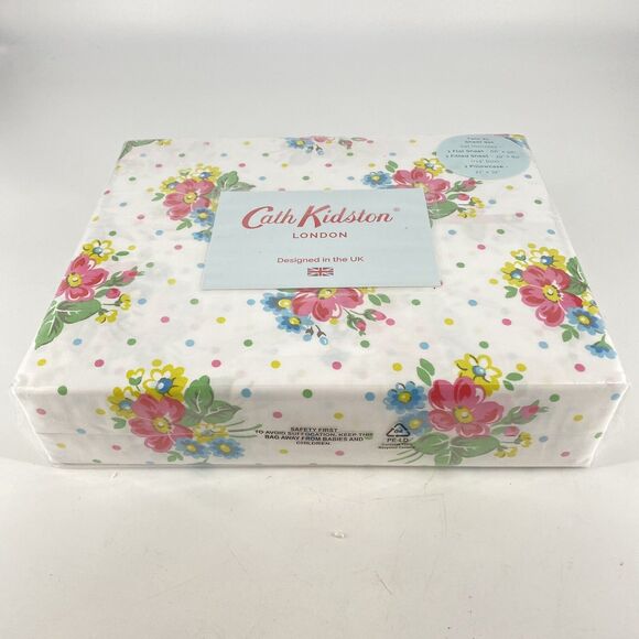 NEW Cath Kidston London BUNCHES Pink Twin XL Sheet Set 3pc 100% Cotton - Picture 1 of 4